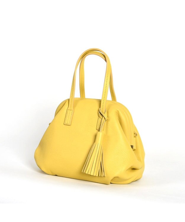 LA BAGAGERIE 【インスタグラマー・本郷智香子さんコラボ商品】フレームソフトレザーバッグ Sサイズ イエロー
