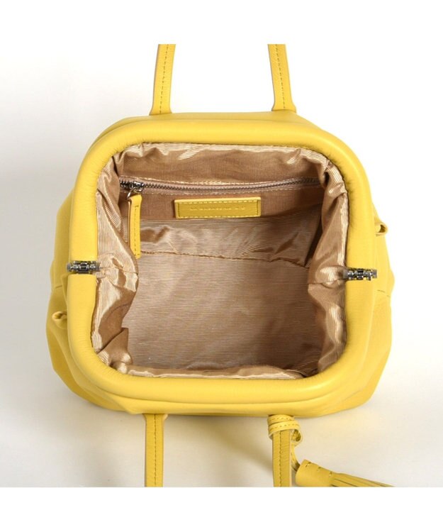 LA BAGAGERIE 【インスタグラマー・本郷智香子さんコラボ商品】フレームソフトレザーバッグ Sサイズ イエロー