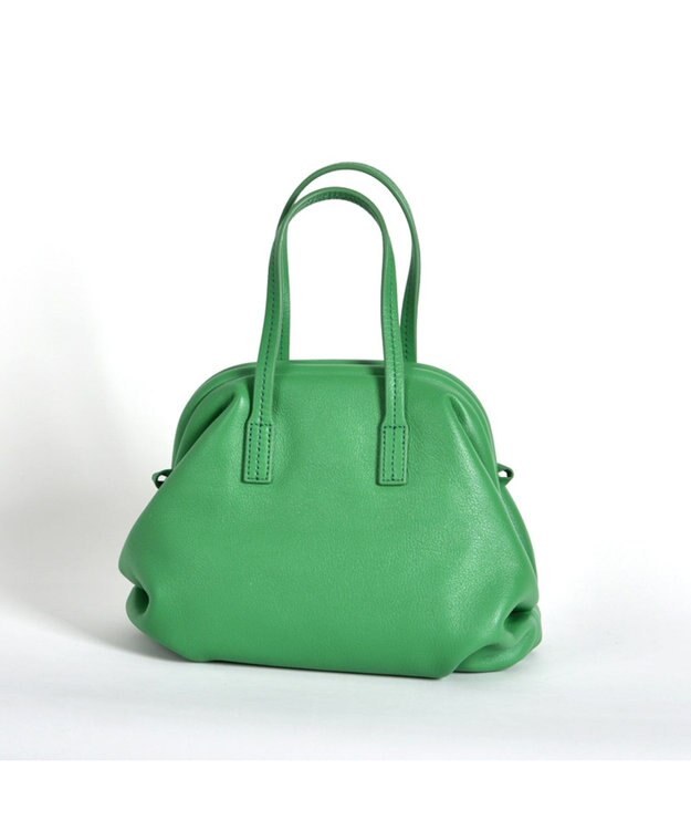 LA BAGAGERIE 【インスタグラマー・本郷智香子さんコラボ商品】フレームソフトレザーバッグ Sサイズ グリーン