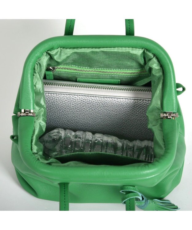 LA BAGAGERIE 【インスタグラマー・本郷智香子さんコラボ商品】フレームソフトレザーバッグ Sサイズ グリーン