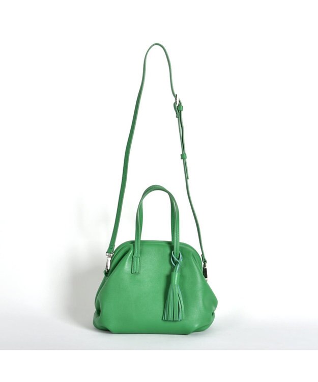 LA BAGAGERIE 【インスタグラマー・本郷智香子さんコラボ商品】フレームソフトレザーバッグ Sサイズ グリーン