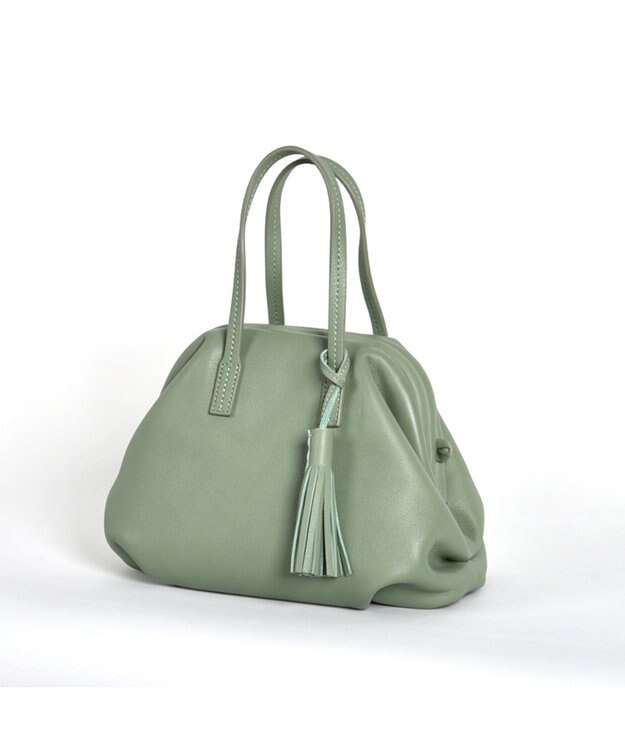 LA BAGAGERIE 【インスタグラマー・本郷智香子さんコラボ商品】フレームソフトレザーバッグ Sサイズ ライトグリーン
