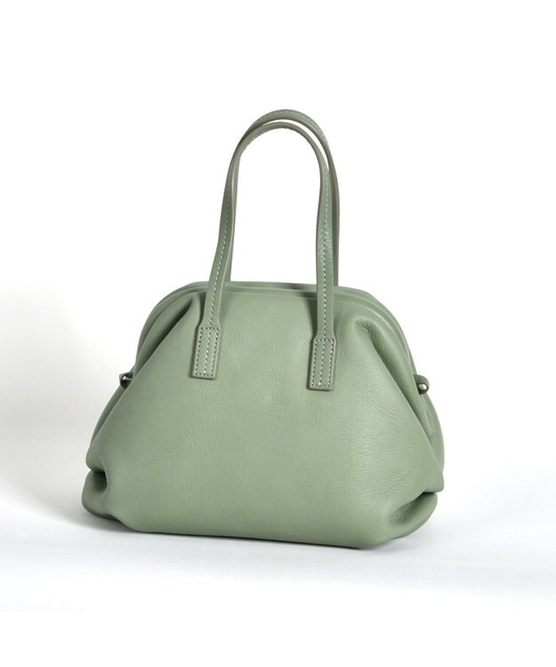 LA BAGAGERIE 【インスタグラマー・本郷智香子さんコラボ商品】フレームソフトレザーバッグ Sサイズ ライトグリーン