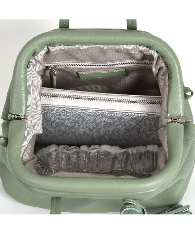 LA BAGAGERIE 【インスタグラマー・本郷智香子さんコラボ商品】フレームソフトレザーバッグ Sサイズ ライトグリーン