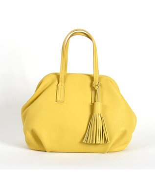 LA BAGAGERIE 【インスタグラマー・本郷智香子さんコラボ商品】フレームソフトレザーバッグ Mサイズ イエロー