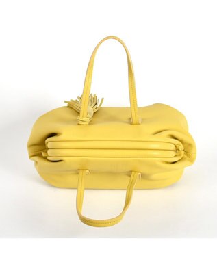 LA BAGAGERIE 【インスタグラマー・本郷智香子さんコラボ商品】フレームソフトレザーバッグ Mサイズ イエロー