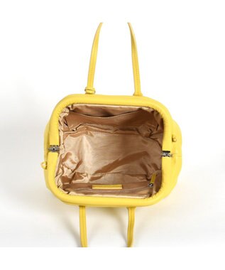 LA BAGAGERIE 【インスタグラマー・本郷智香子さんコラボ商品】フレームソフトレザーバッグ Mサイズ イエロー