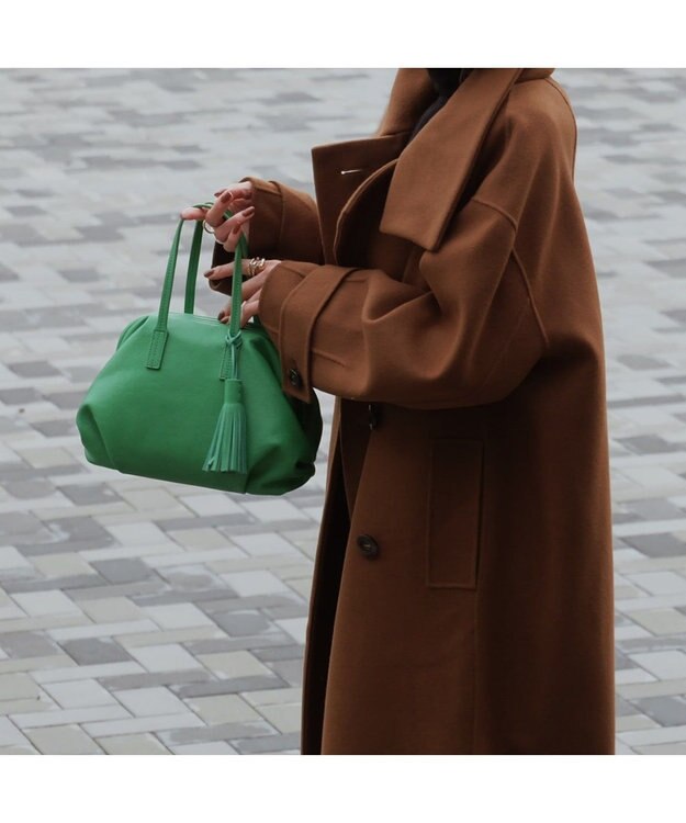 LA BAGAGERIE 【インスタグラマー・本郷智香子さんコラボ商品】フレームソフトレザーバッグ Mサイズ グリーン