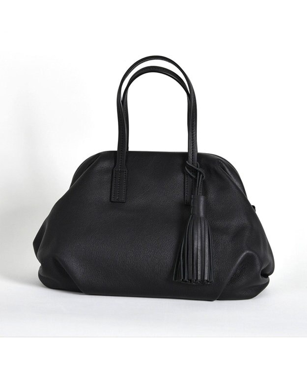 LA BAGAGERIE 【インスタグラマー・本郷智香子さんコラボ商品】フレームソフトレザーバッグ Mサイズ ブラック