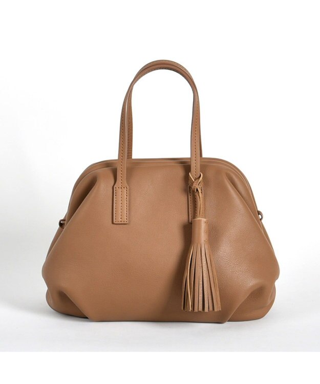 LA BAGAGERIE 【インスタグラマー・本郷智香子さんコラボ商品】フレームソフトレザーバッグ Mサイズ キャメル