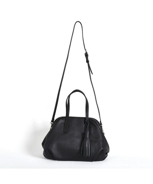 LA BAGAGERIE 【インスタグラマー・本郷智香子さんコラボ商品】フレームソフトレザーバッグ Mサイズ ブラック