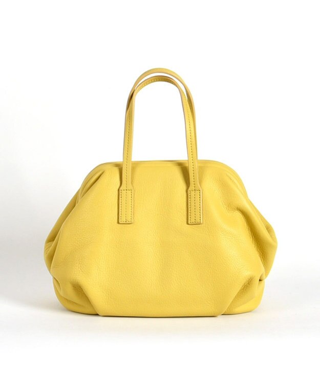 LA BAGAGERIE 【インスタグラマー・本郷智香子さんコラボ商品】フレームソフトレザーバッグ Mサイズ イエロー