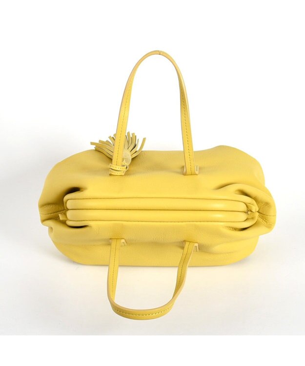 LA BAGAGERIE 【インスタグラマー・本郷智香子さんコラボ商品】フレームソフトレザーバッグ Mサイズ イエロー