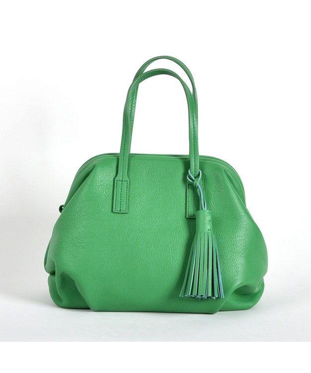 LA BAGAGERIE 【インスタグラマー・本郷智香子さんコラボ商品】フレームソフトレザーバッグ Mサイズ グリーン