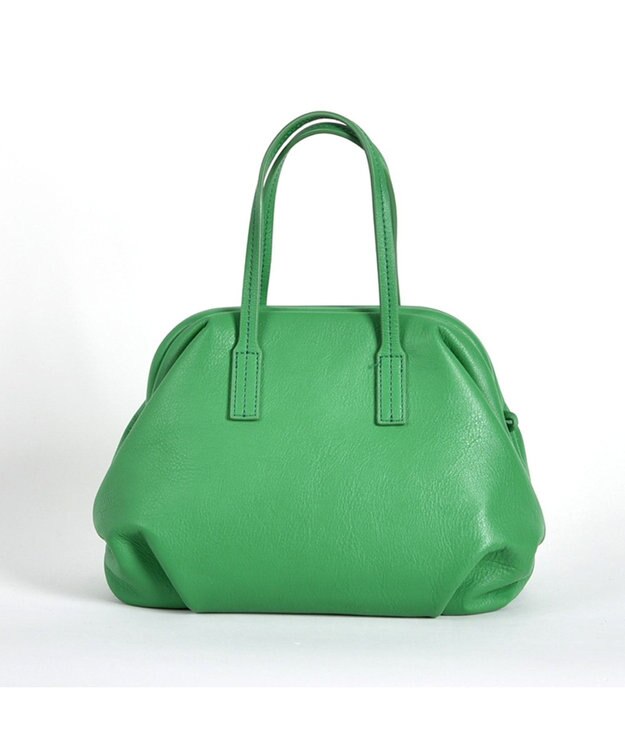 LA BAGAGERIE 【インスタグラマー・本郷智香子さんコラボ商品】フレームソフトレザーバッグ Mサイズ グリーン