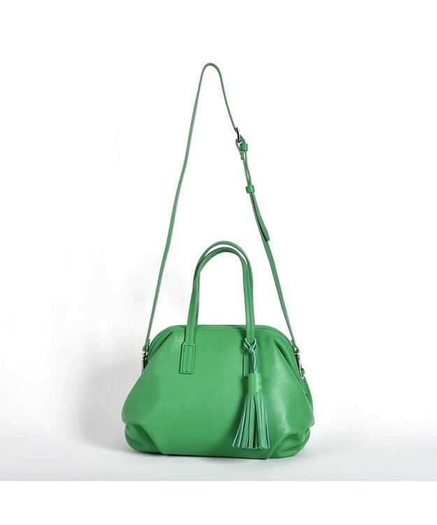 LA BAGAGERIE 【インスタグラマー・本郷智香子さんコラボ商品】フレームソフトレザーバッグ Mサイズ グリーン