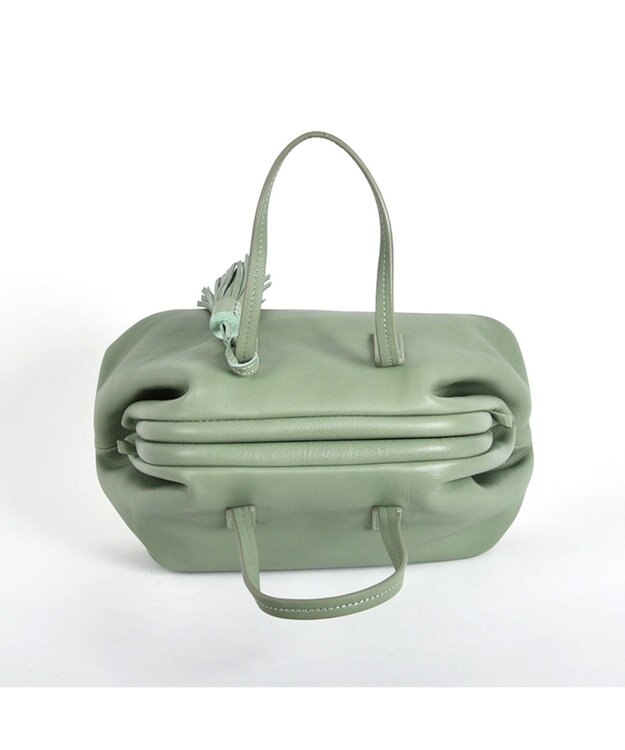 LA BAGAGERIE 【インスタグラマー・本郷智香子さんコラボ商品】フレームソフトレザーバッグ Mサイズ ライトグリーン