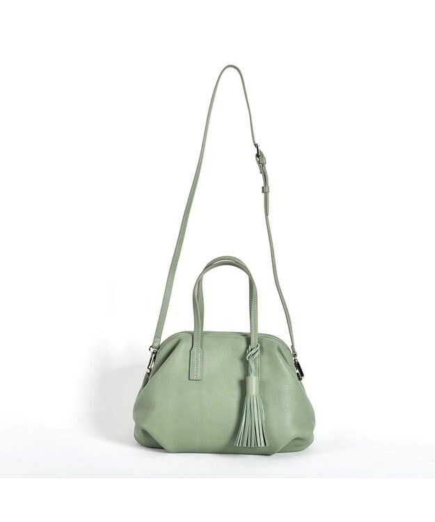 LA BAGAGERIE 【インスタグラマー・本郷智香子さんコラボ商品】フレームソフトレザーバッグ Mサイズ ライトグリーン