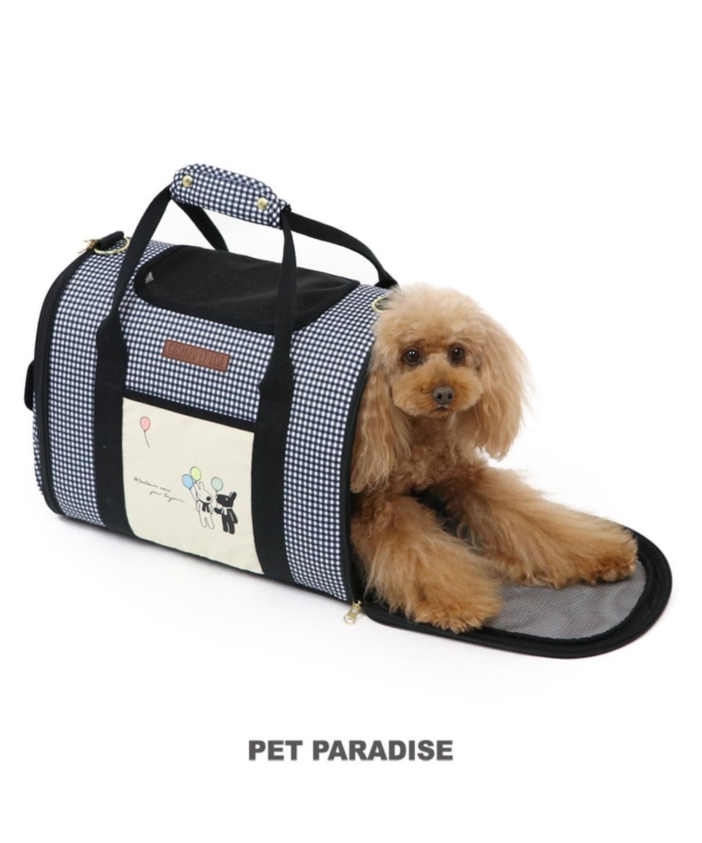 PET PARADISE リサとガスパール ギンガムチェック折畳みキャリーバッグ〔小型犬〕 黒