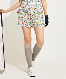 23区GOLF 【WOMEN】【ストレッチ】25周年 イラストレーターコラボ総柄 ショートパンツ