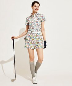 23区GOLF 【WOMEN】【ストレッチ】25周年 イラストレーターコラボ総柄 ショートパンツ
