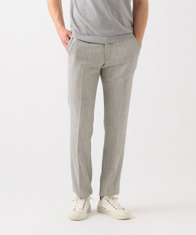 JOSEPH ABBOUD 【NEW BEDFORD】ドレープへリンボン パンツ ライトグレー系