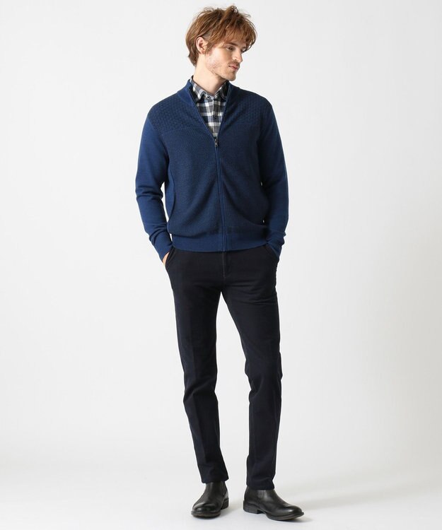 JOSEPH ABBOUD 【生地もウエストも伸び伸び！】2ウェイストレッチコール パンツ ネイビー系