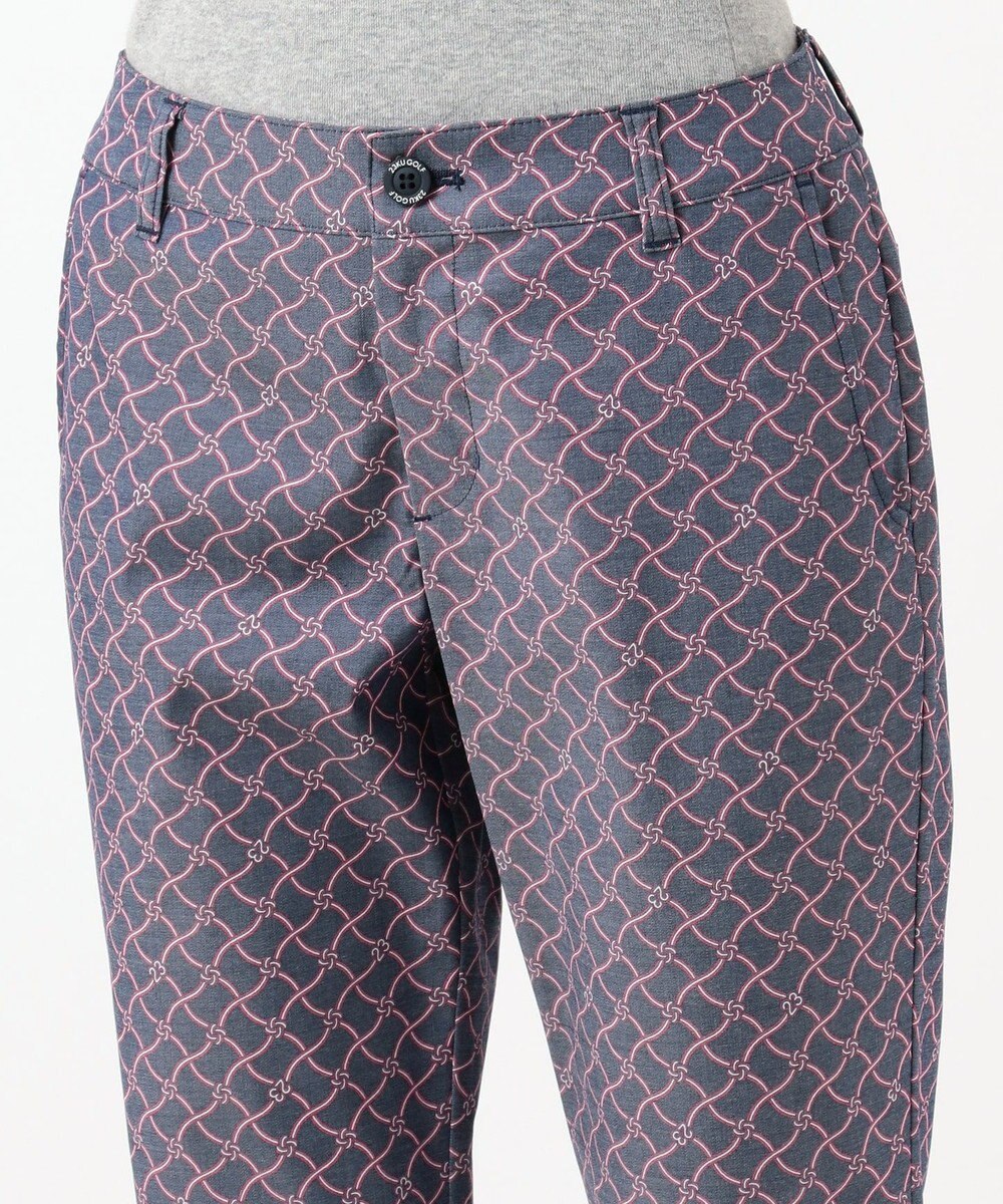 23区GOLF 【WOMEN】【ストレッチ】水引モチーフプリント ギャバ パンツ 