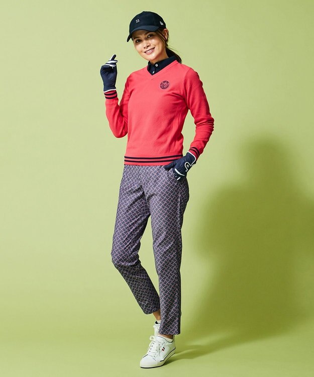 23区GOLF 【WOMEN】【ストレッチ】水引モチーフプリント ギャバ パンツ ネイビー系5