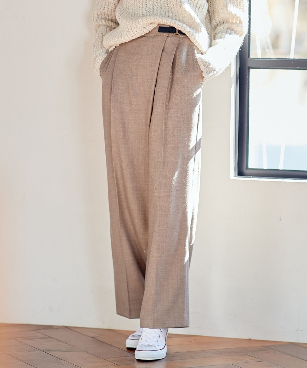 【オンワード】 BEIGE，>パンツ 【STORY11月号掲載】CHIRK / ワイドパンツ Celadon 2 レディース 【送料無料】