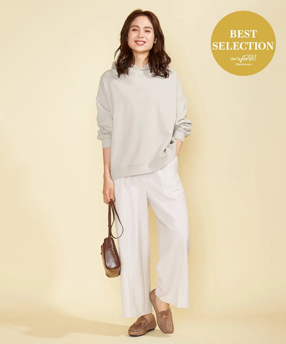 【オンワード】 any FAM>パンツ 【SECRET WARM】T/Rピーチストレッチ ワイドパンツ ブラウン 2 レディース 【送料無料】