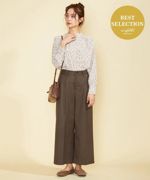 【SECRET WARM】T/Rピーチストレッチ ワイドパンツ