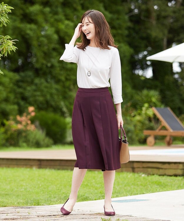 J.PRESS LADIES 【洗える】リラクシオンツイル キュロットパンツ ワイン系