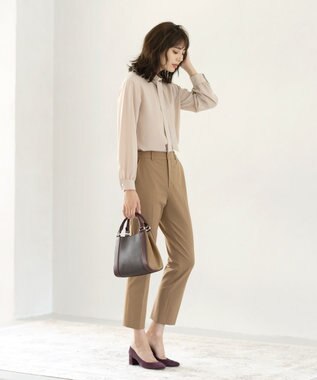 J.PRESS LADIES 【洗える】T/Rアルガンシルク クロップドパンツ キャメル系