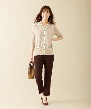 J.PRESS LADIES 【洗える】T/Rアルガンシルク クロップドパンツ ワイン系