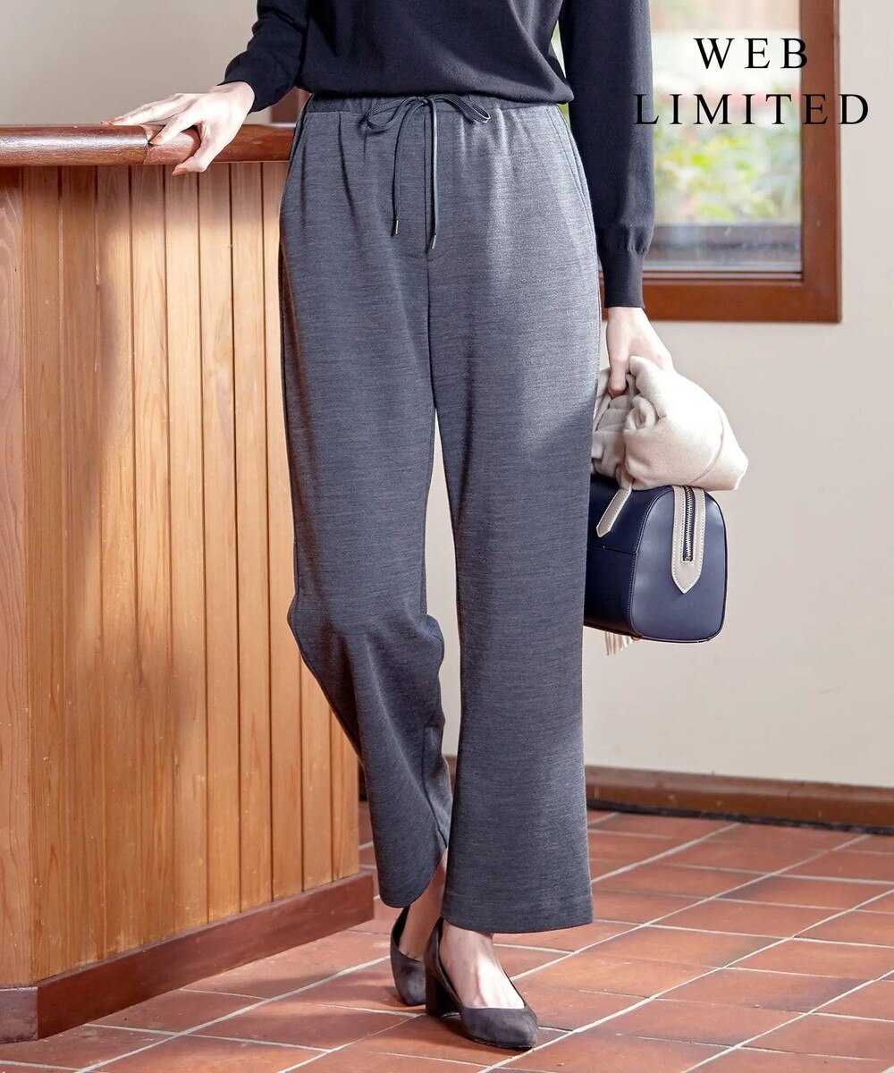 【オンワード】 J.PRESS LADIES S>パンツ 【WEB限定】洗えるT/Wモックロディ ストレートパンツ ネイビー P5 レディース 【送料無料】