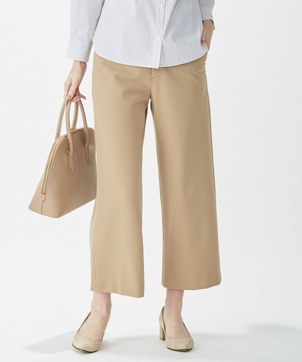 【オンワード】 J.PRESS LADIES>パンツ 【洗える】40/2NEWESTバックピーチ セミワイドパンツ スモーキーグリーン 7 レディース 【送料無料】