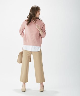 J.PRESS LADIES 【洗える】40／2NEWESTバックピーチ  セミワイドパンツ ベージュ系