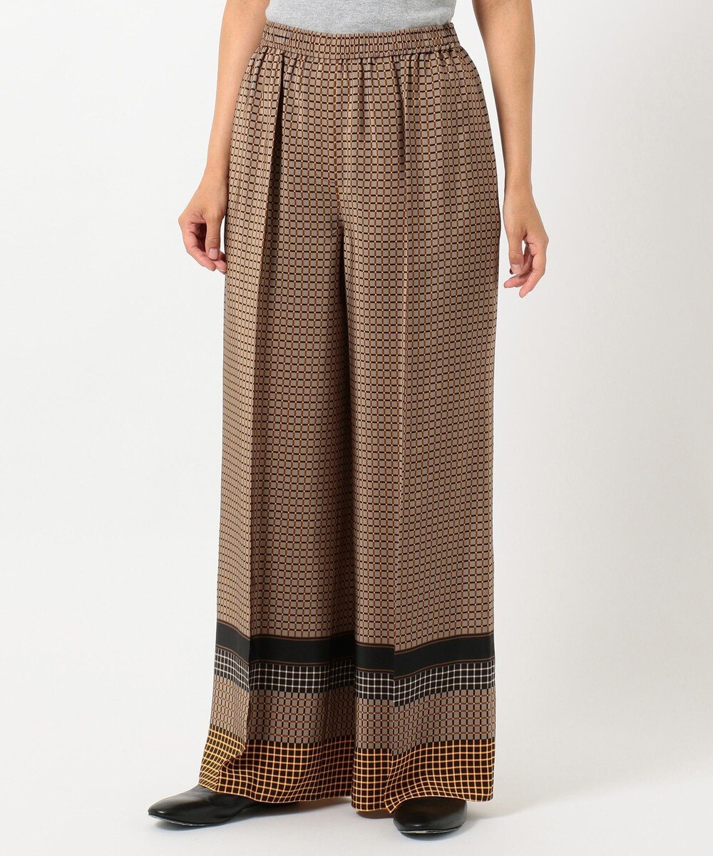 【オンワード】 JOSEPH>パンツ シルクプレード ワイド パンツ SADDLE×BLACK 34 レディース 【送料無料】