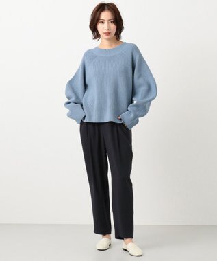 #Newans 【洗える】ジョーゼットテーパードパンツ ブラック系