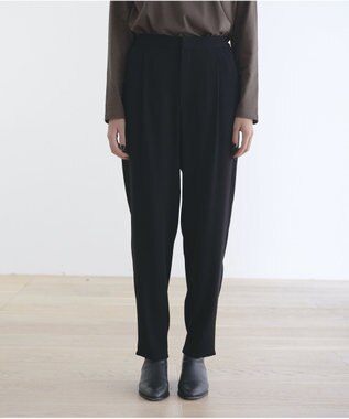 #Newans 【洗える】ジョーゼットテーパードパンツ ブラック系