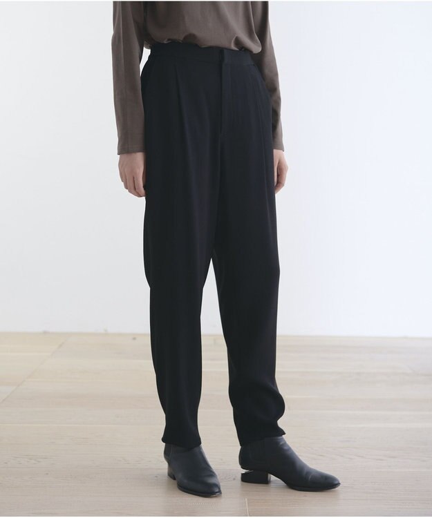 #Newans 【洗える】ジョーゼットテーパードパンツ ブラック系