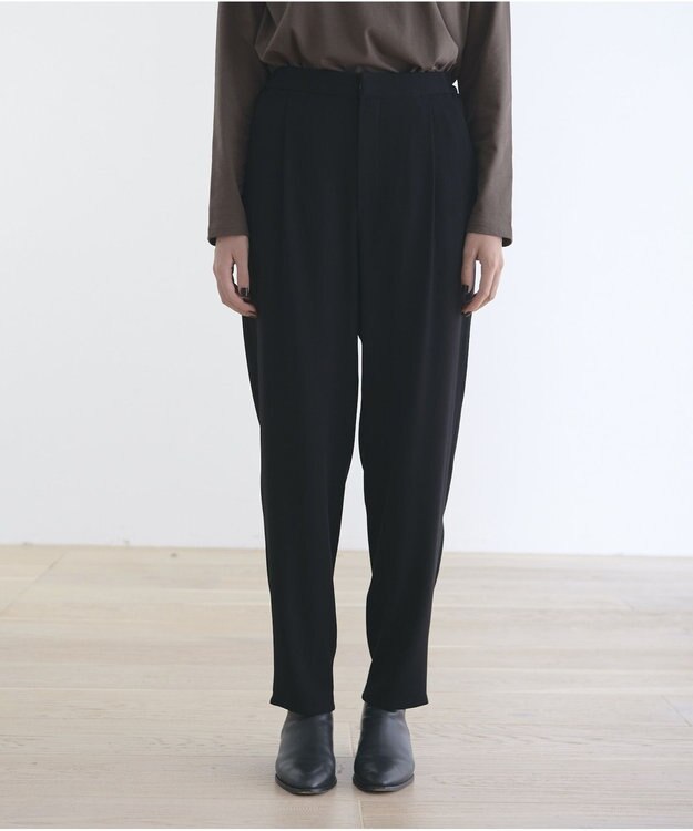 #Newans 【洗える】ジョーゼットテーパードパンツ ブラック系