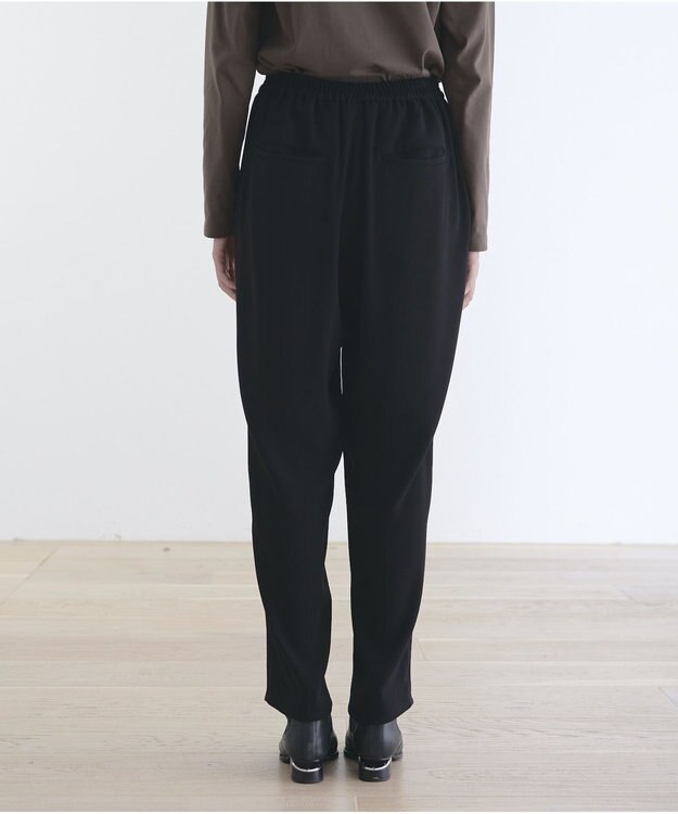 #Newans 【洗える】ジョーゼットテーパードパンツ ブラック系