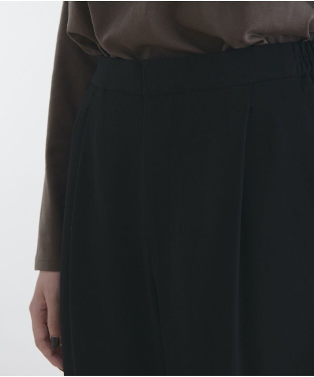 #Newans 【洗える】ジョーゼットテーパードパンツ ブラック系