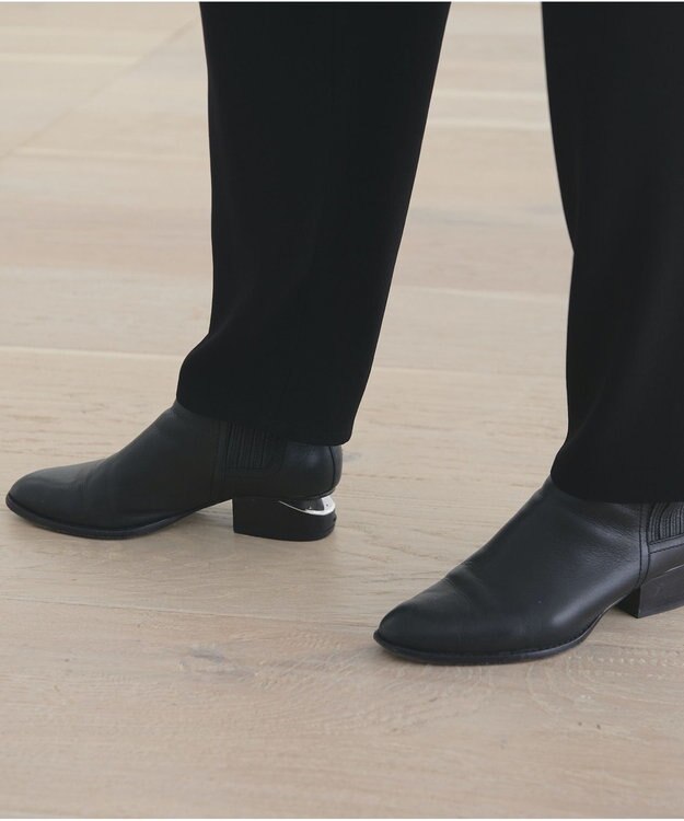 #Newans 【洗える】ジョーゼットテーパードパンツ ブラック系