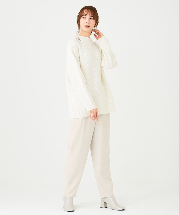 #Newans 【洗える】ジョーゼットテーパードパンツ ホワイト系