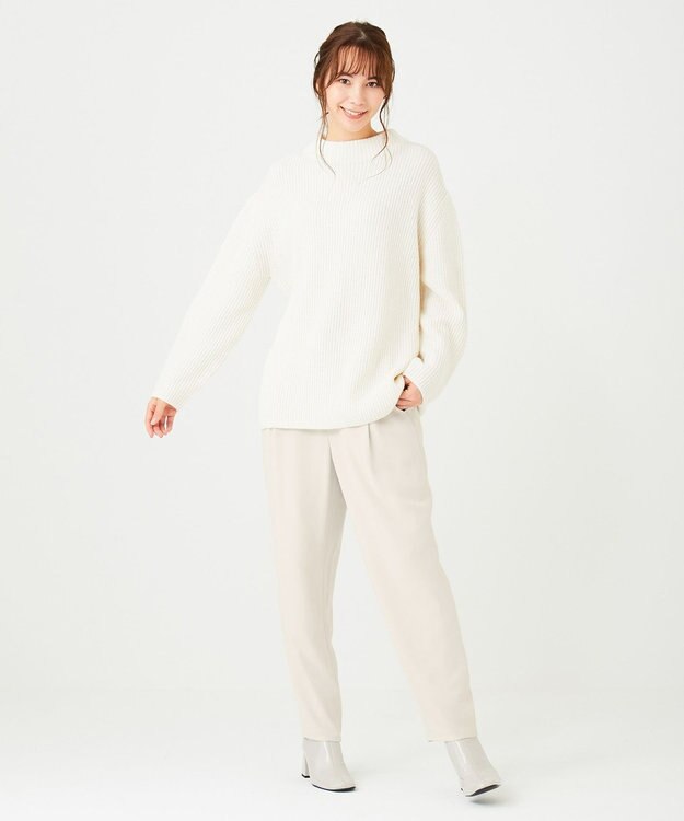 #Newans 【洗える】ジョーゼットテーパードパンツ ホワイト系