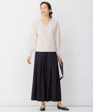 【Sサイズ有】タック ジャージー セミワイドパンツ