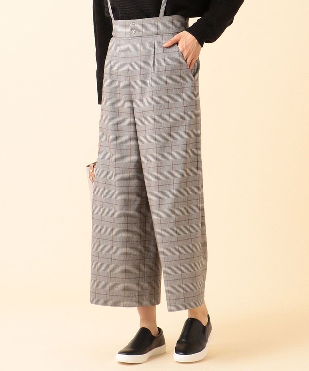 【オンワード】 any SiS L>パンツ 【2WAY】オータムチェック ワイドパンツ モノトーンチェック 4 レディース 【送料無料】